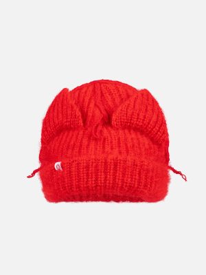 MOHAIR CHUNKY EARS BEANIE in RED