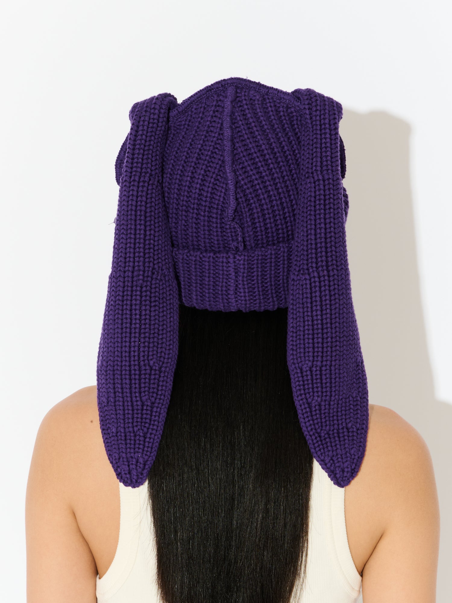 CHUNKY RABBIT BEANIE in PURPLE - Image 5