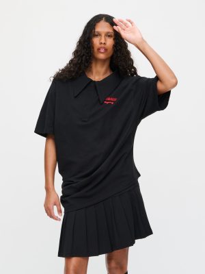 TOPSY TURVY JERSEY DRESS in BLACK