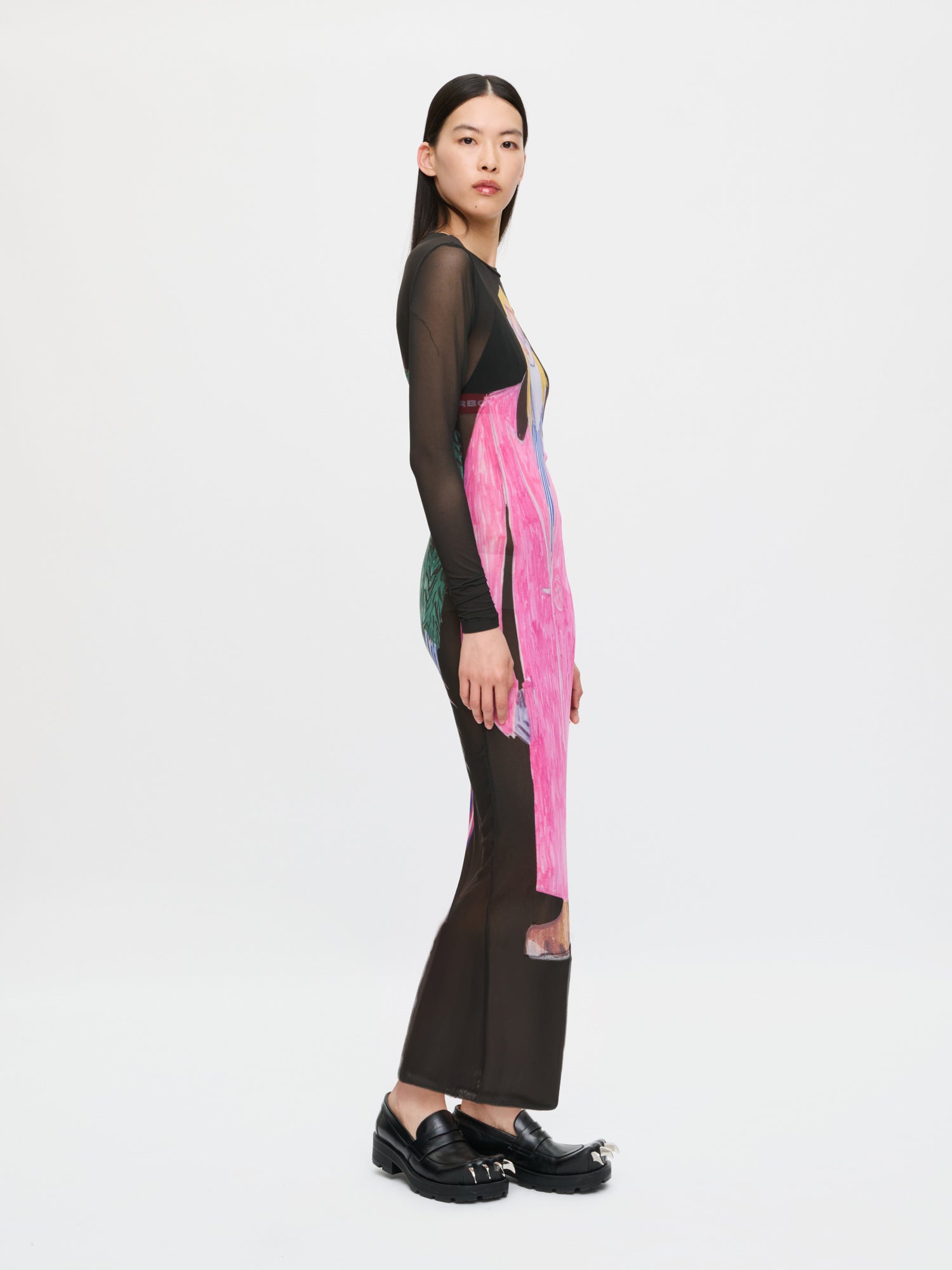 POWERMESH MAXI DRESS in BLACK MULTICOLOUR - Image 2